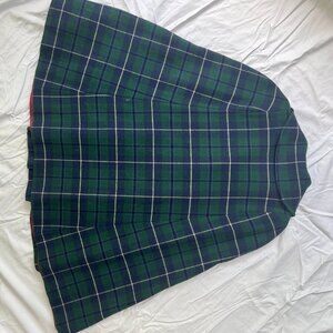 **Vintage Pendleton Wool Cape – Green & Blue Plaid**